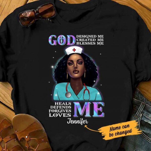 Personalized BWA Nurse God Heals Me T Shirt AG112 27O47