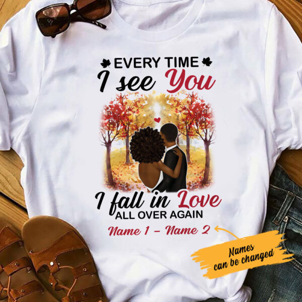 Personalized Bwa Couple Fall In Love Again T Shirt