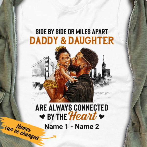 Personalized Bwa Dad And Daughter Connected By The Heart T Shirt