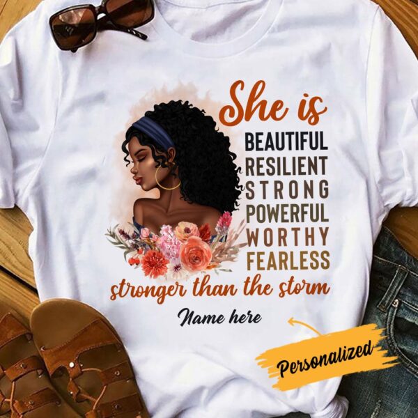 Personalized Bwa She Is Stronger Than The Storm T Shirt Sb92 23O36