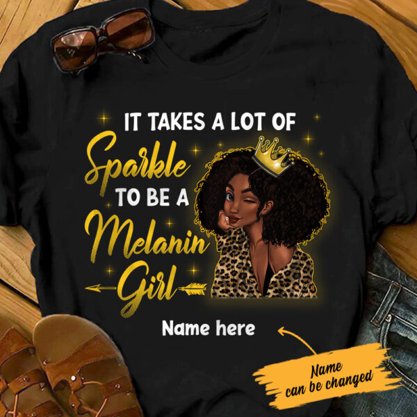 Personalized Bwa Melanin Girl Sparkle T Shirt