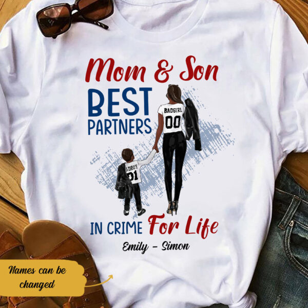 Personalized Bwa Mom And Son Best Partner In Crime T Shirt