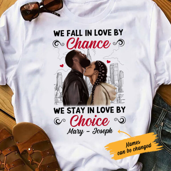 Personalized Bwa Couple Stay In Love By Choice T Shirt