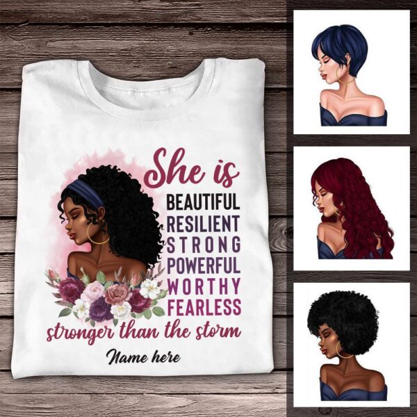 Personalized Bwa She Is Stronger Than The Storm T Shirt Sb131 23O36